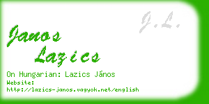janos lazics business card