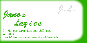 janos lazics business card